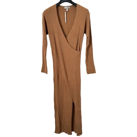 ASOS | Dresses | Asos Womens Brown Knit Vneck Sweater Midi Dress Size 6 New  | Poshmark